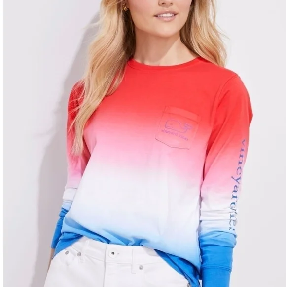 Vineyard Vines Whale Dip Dye Long Sleeve Tee size Medium, colorful, p… - Picture 2 of 9